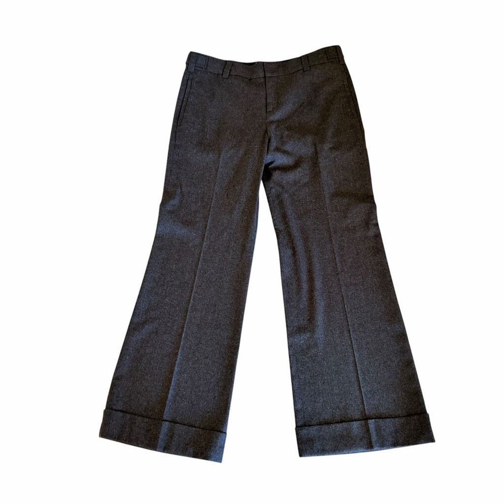 Vince High Riser Jasper Charcoal Heather Gray Wool Office Career Wide Cuffs Hem